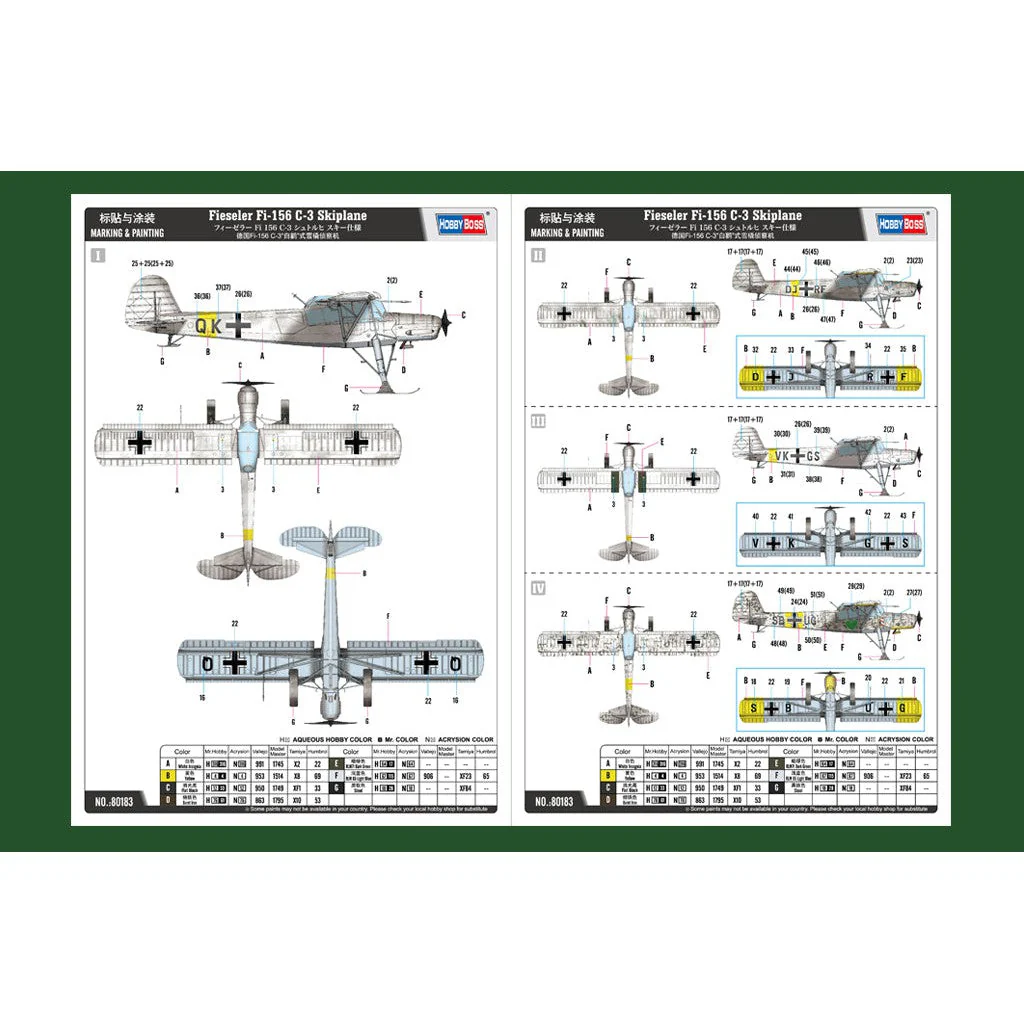 Hobby Boss 1/35 Fieseler Fi-156 C-3 Skiplane Plastic Model Kit - Image 4