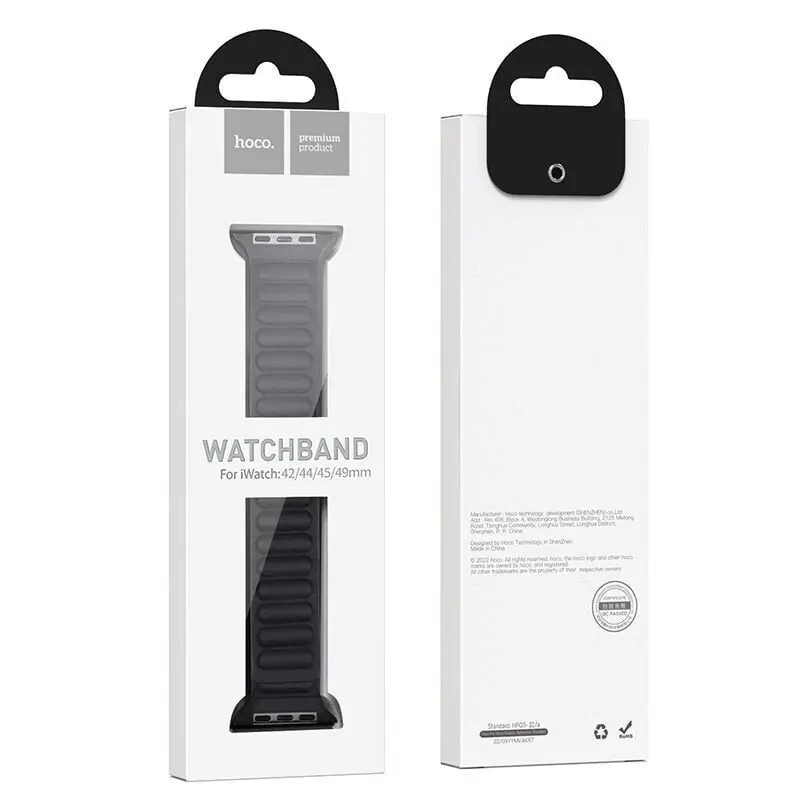 Hoco Apple Watch Leather Magnetic Link Band 42-49 mm (Black) - Image 2