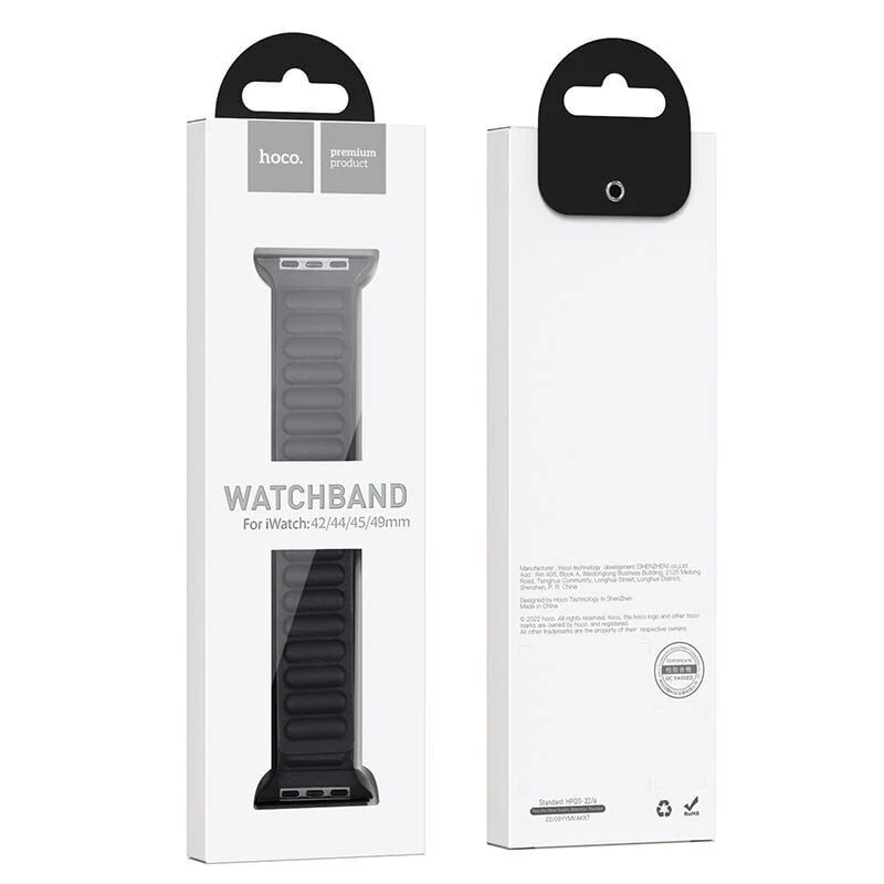 Hoco Apple Watch Leather Magnetic Link Band 42-49 mm (Black) - Image 3