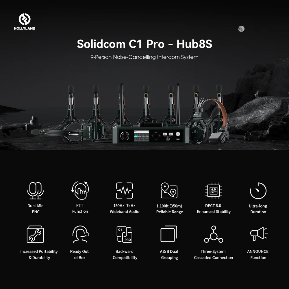 Hollyland Solidcom C1 Pro Wireless Intercom System With Hub - 8S [8 Headsets] - Image 2