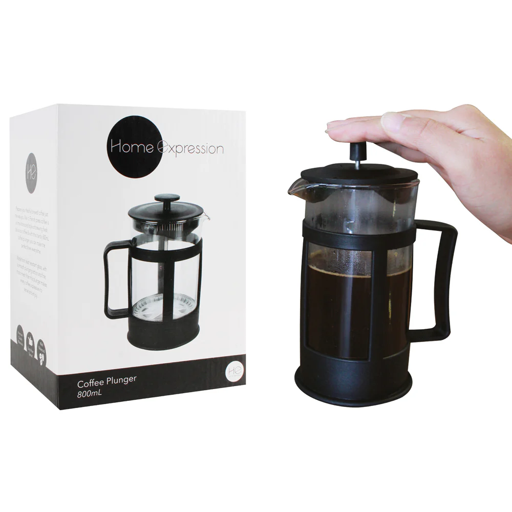 Home Expression 800ml Glass Coffee Plunger (Black) - Image 2