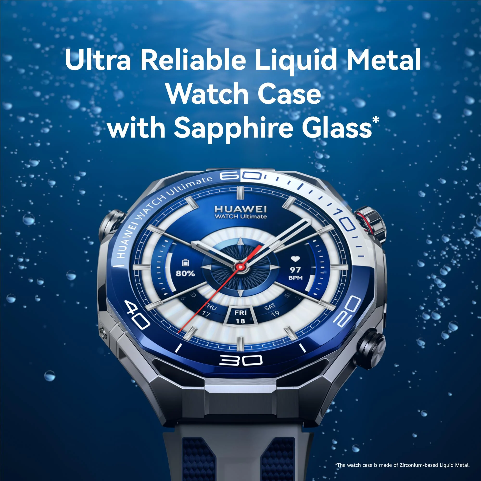 Huawei Watch Ultimate 2 (Blue with Blue & White Fluoroelastomer Strap) - Image 4