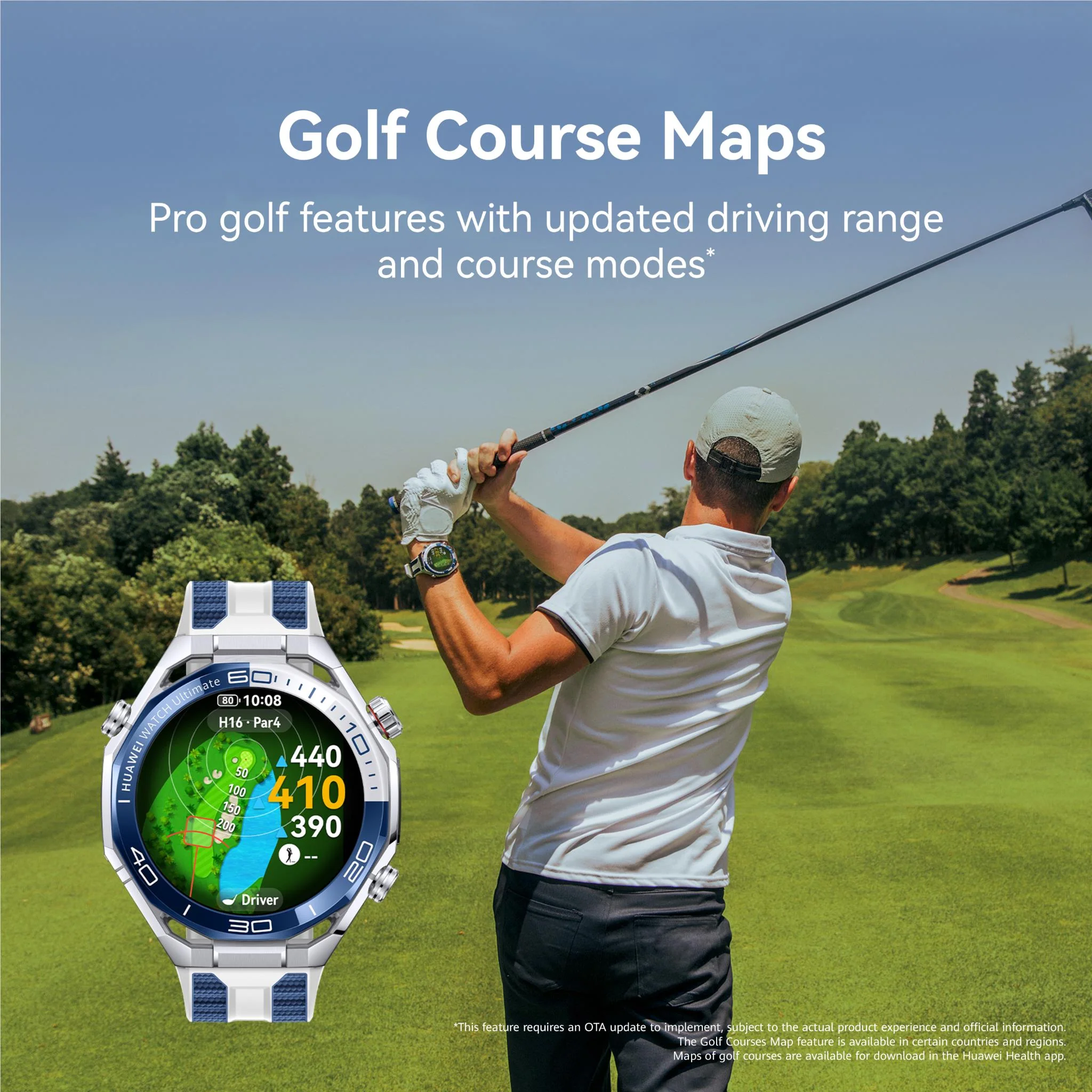 Huawei Watch Ultimate 2 (Blue with Blue & White Fluoroelastomer Strap) - Image 6