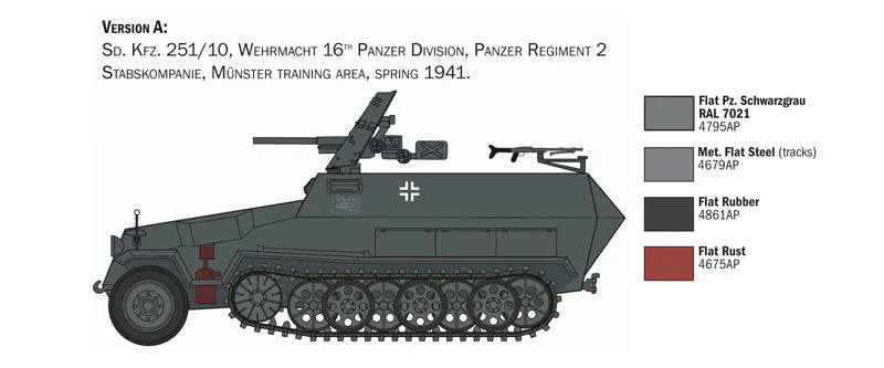 Italeri 1/72 Sd.Kfz. 251/10 Scaled Plastic Model Kit - Image 4