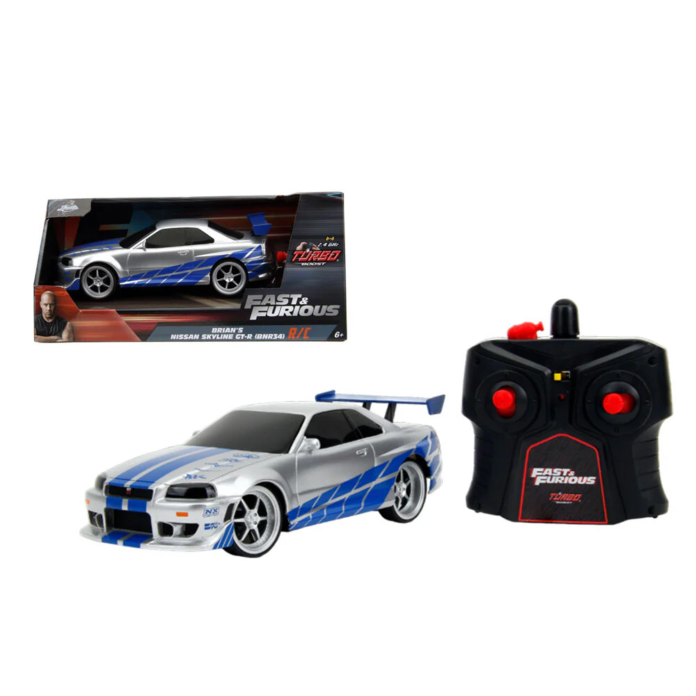 Jada 1:24 Fast & Furious 2002 Nissan Skyline GT-R BNR34 Remote Control Car Toy - Image 2