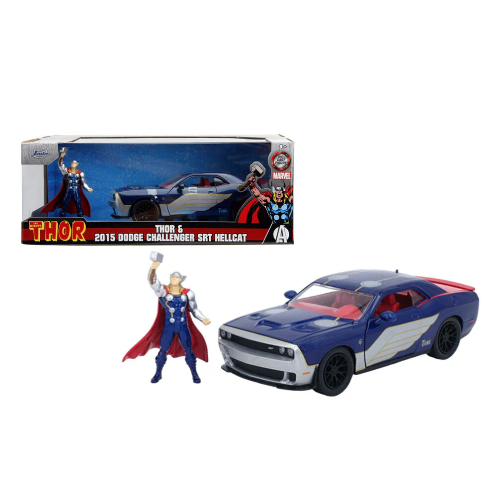 Jada 1:24 Marvel 2015 Dodge Challenger SRT Hellcat With Thor Diecast Figure - Image 2