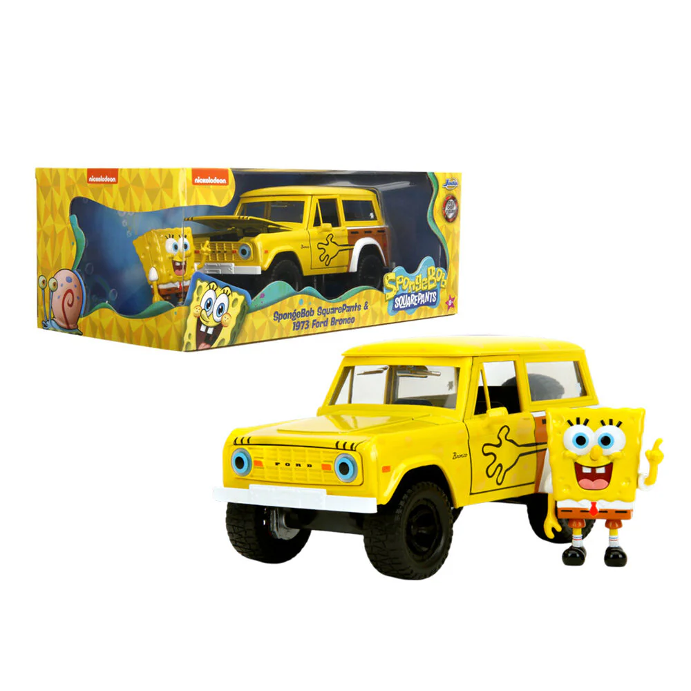 Jada 1:24 Scale 1973 Ford Bronco Diecast Vehicle With Spongebob Figure Model - Image 2