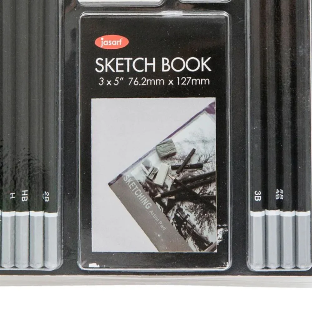 Jasart Essentials Sketching Pencil Set with Sketchbook (15-Piece) - Image 2
