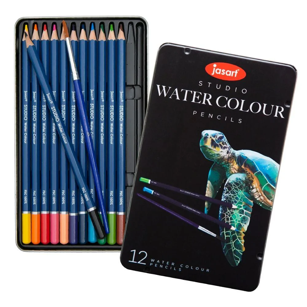 Jasart Studio Art Blending Watercolour Pencil Tin Set [12-Piece] - Image 2