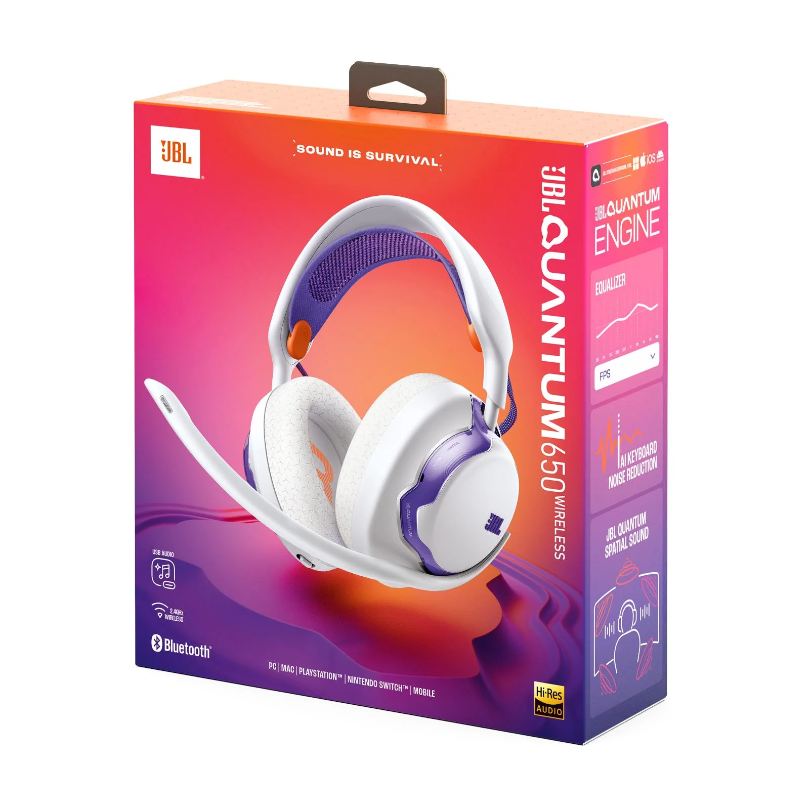 JBL Quantum 650 Gaming Wireless Over-Ear Headset (White) - Image 9