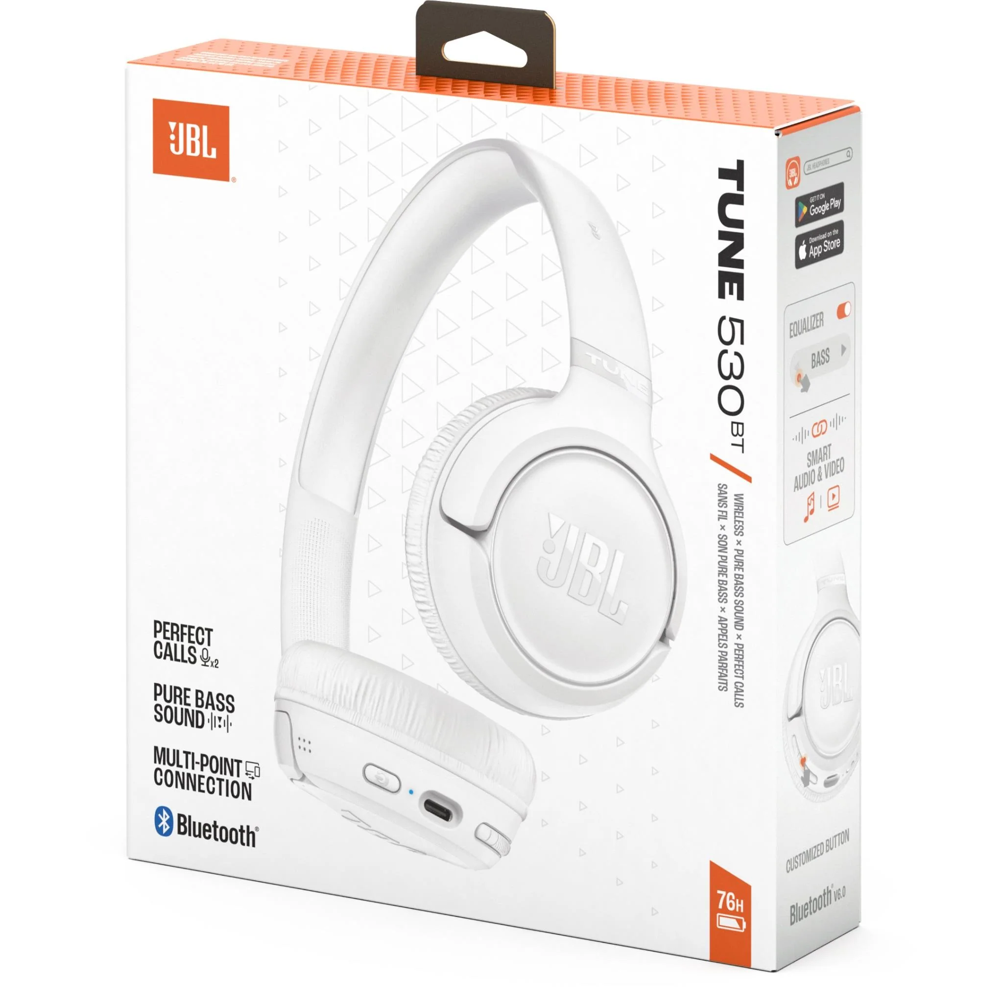 JBL Tune 530BT Wireless On-Ear Headphones (White) - Image 7