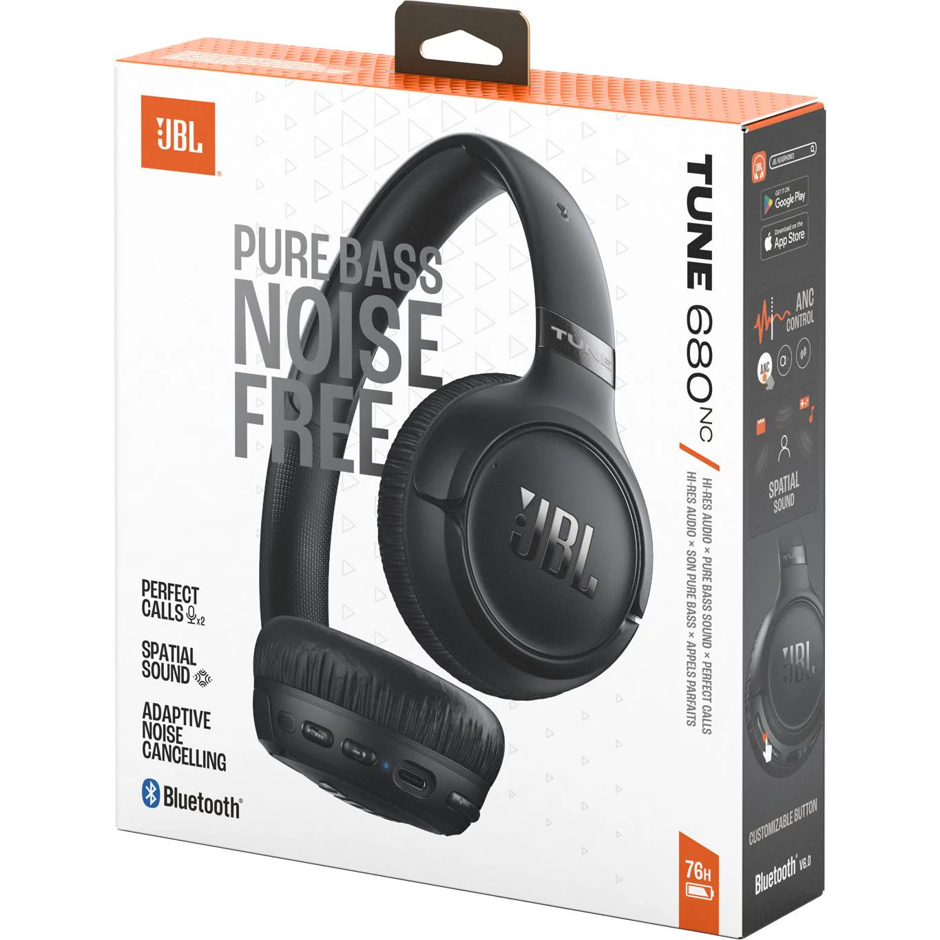 JBL Tune 680NC Wireless On-Ear Noise Cancelling Headphones (Black) - Image 8