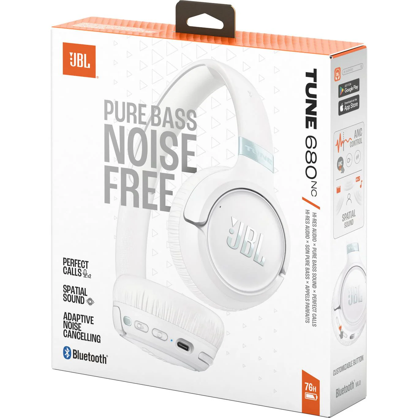 JBL Tune 680NC Wireless On-Ear Noise Cancelling Headphones (White) - Image 8