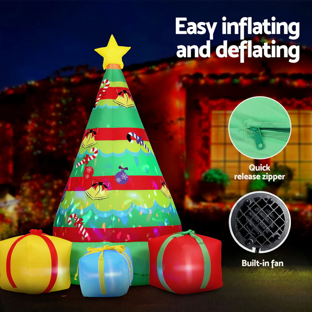 Jingle Jollys Christmas Inflatable Gift Tree 2.2M Height Flashing Light Decorations Illuminated - Image 5