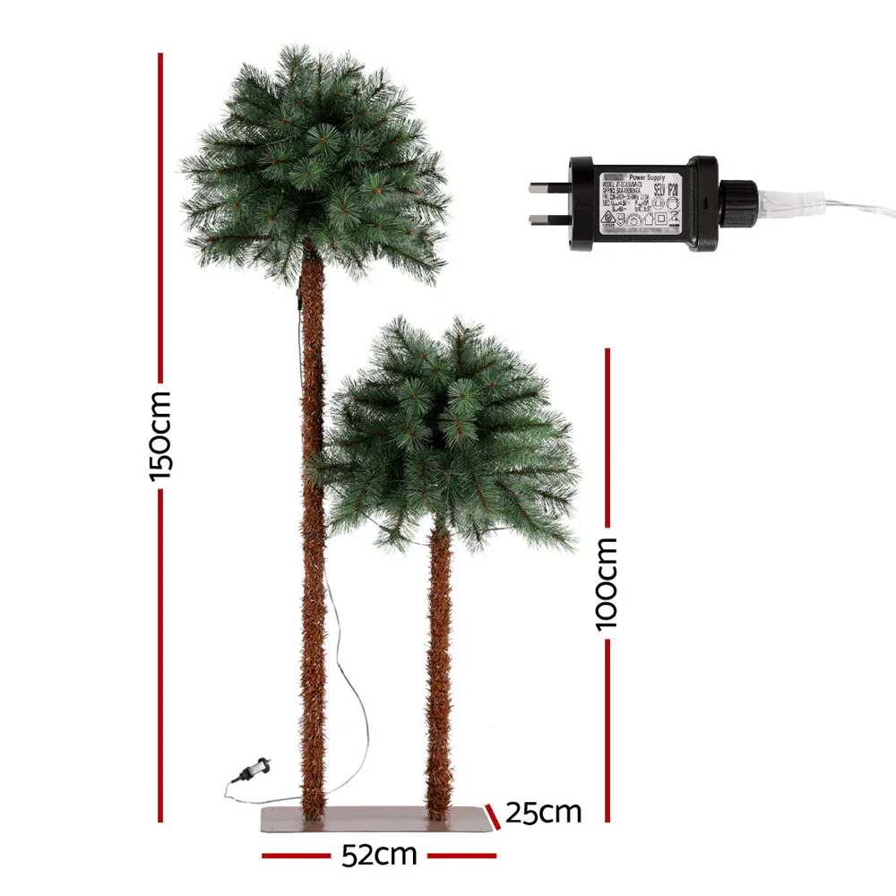 Jingle Jollys Christmas Tree 1.5+1m LED Xmas Palm Tree Party Decorations 2 in 1 - Image 3