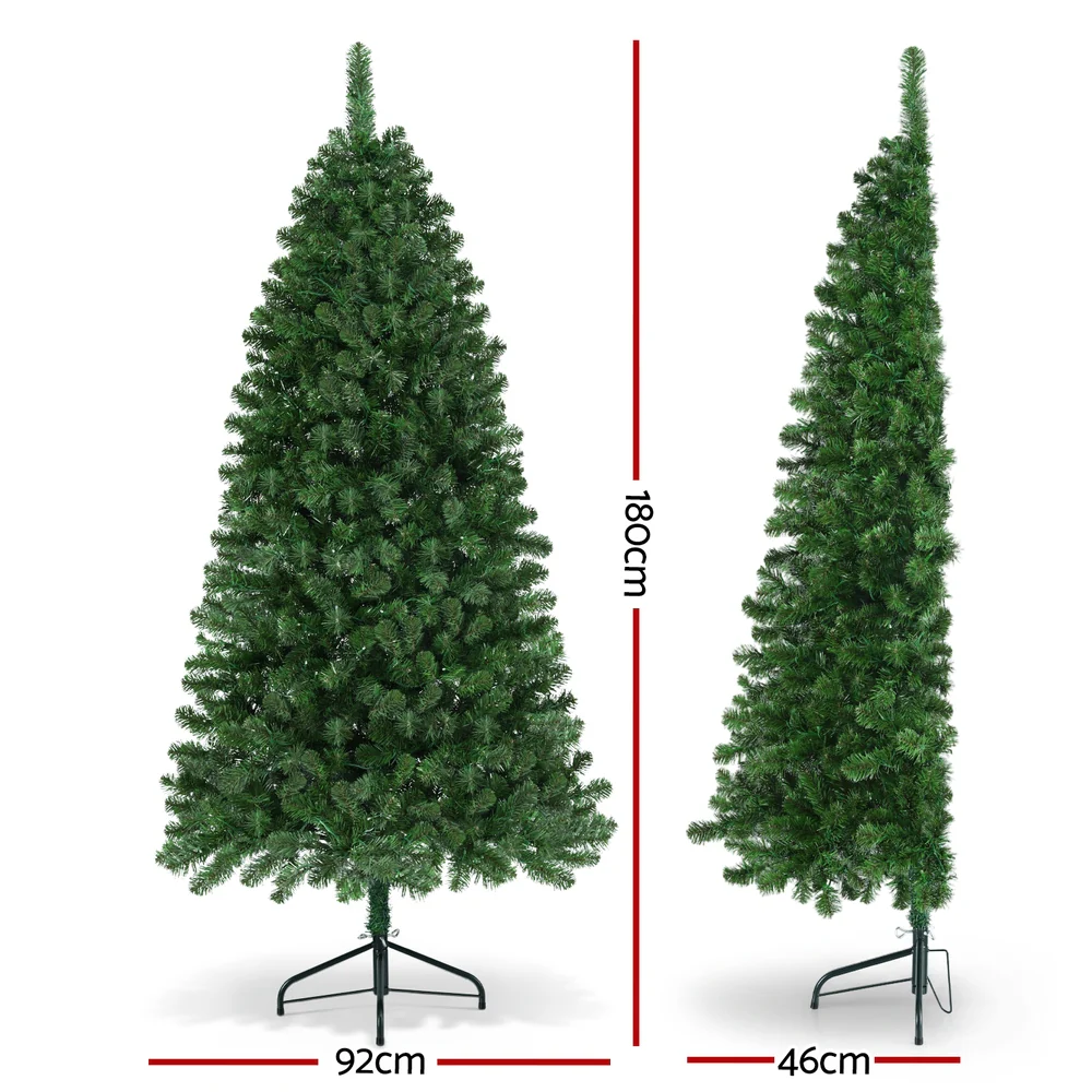 Jingle Jollys Christmas Tree 1.8M LED Corner Xmas Tree Half 8 Modes Multi-color - Image 2