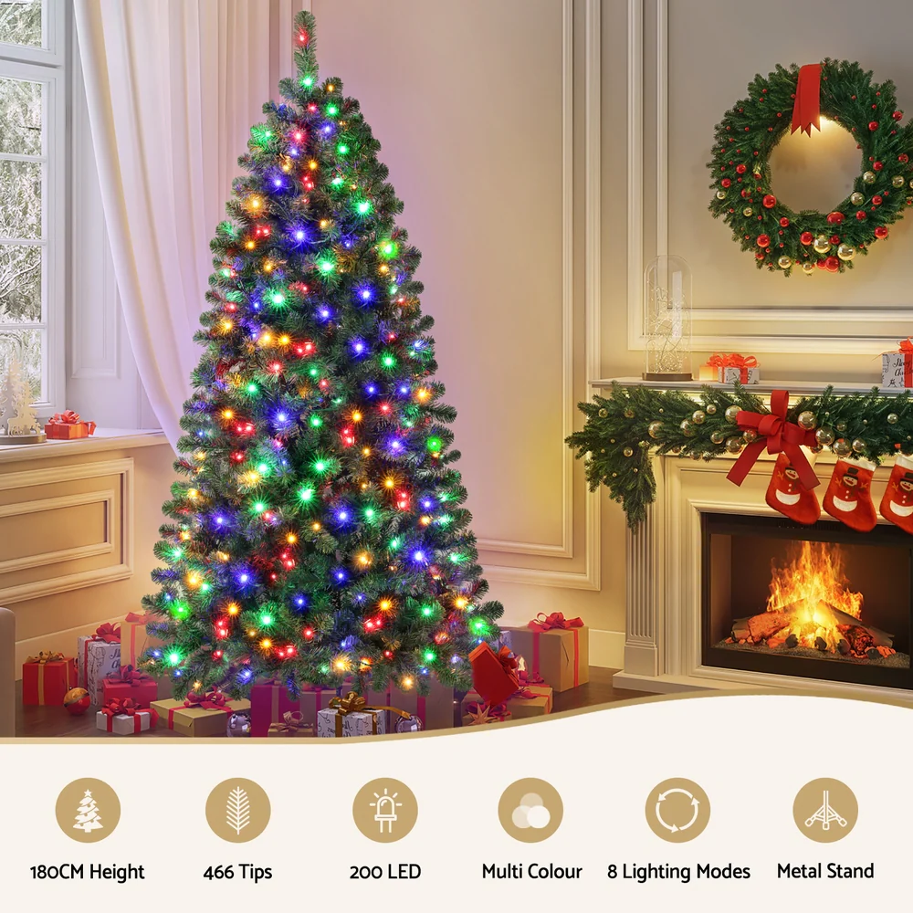 Jingle Jollys Christmas Tree 1.8M LED Corner Xmas Tree Half 8 Modes Multi-color - Image 5