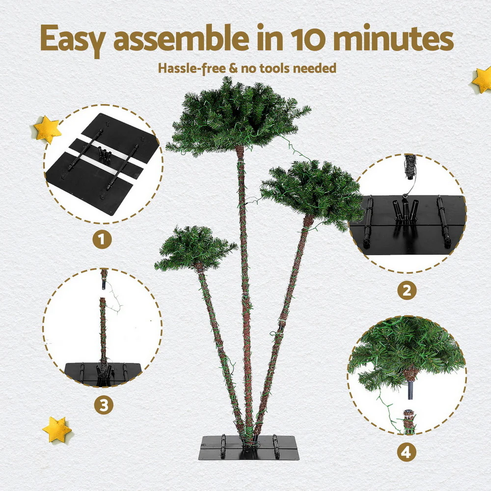 Jingle Jollys Christmas Tree 3-in-1 LED Xmas Palm Tree Party Decor 1.2/1.5/1.8M - Image 5