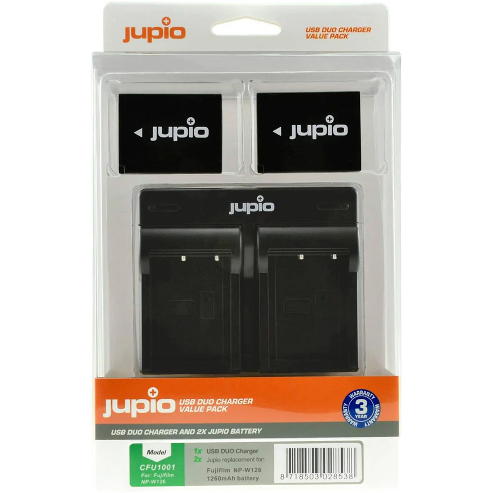 Jupio 2x Batteries 1260mAh & USB Duo Charger Kit For Fuji NP-W126S - Image 3
