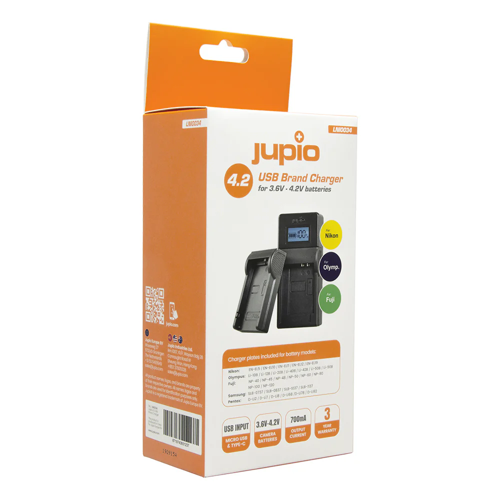 Jupio USB Brand Charger Kit For Nikon/Fuji/Olympus 3.6V-4.2V Batteries - Image 2