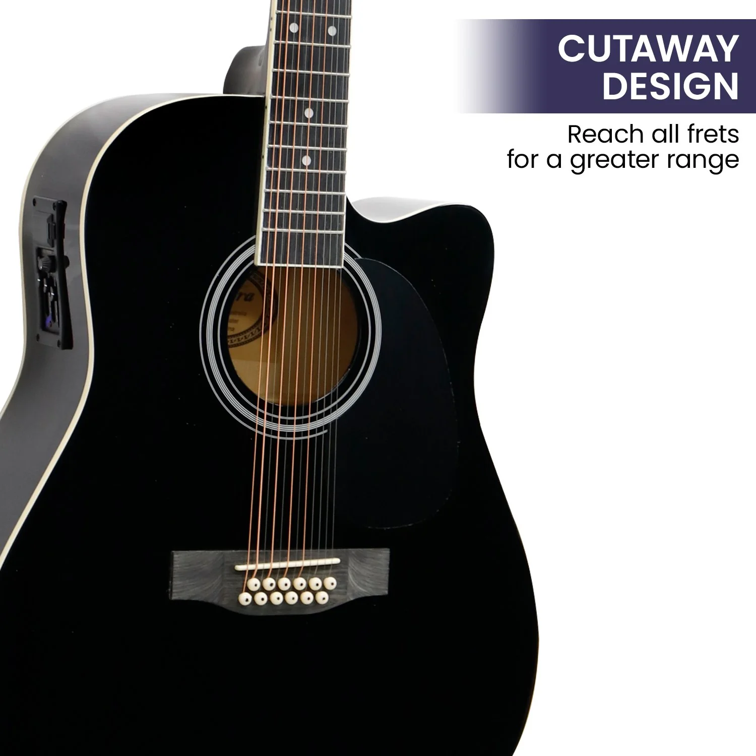 Karrera 12-String Acoustic Guitar with EQ (Black) - Image 4