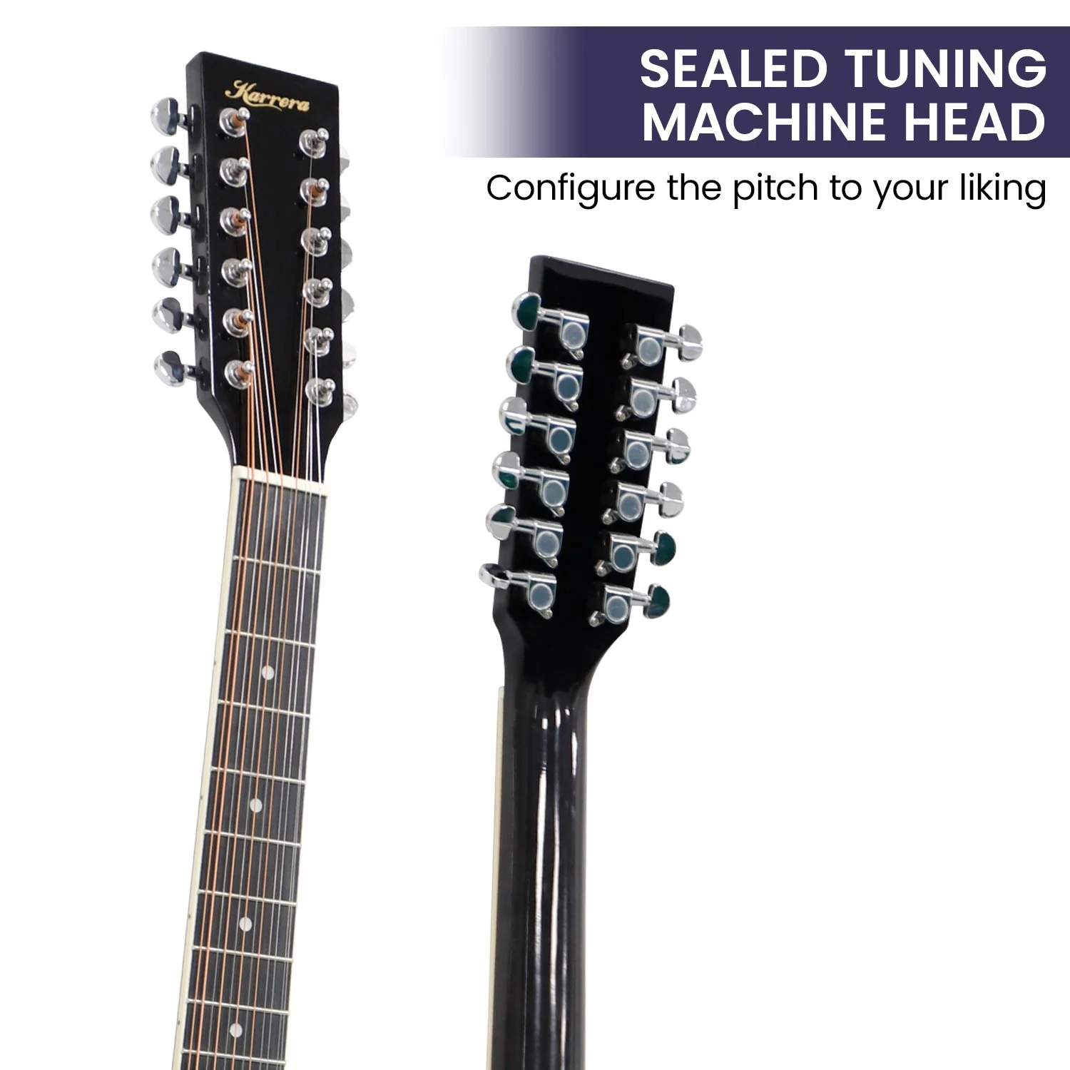 Karrera 12-String Acoustic Guitar with EQ (Black) - Image 5