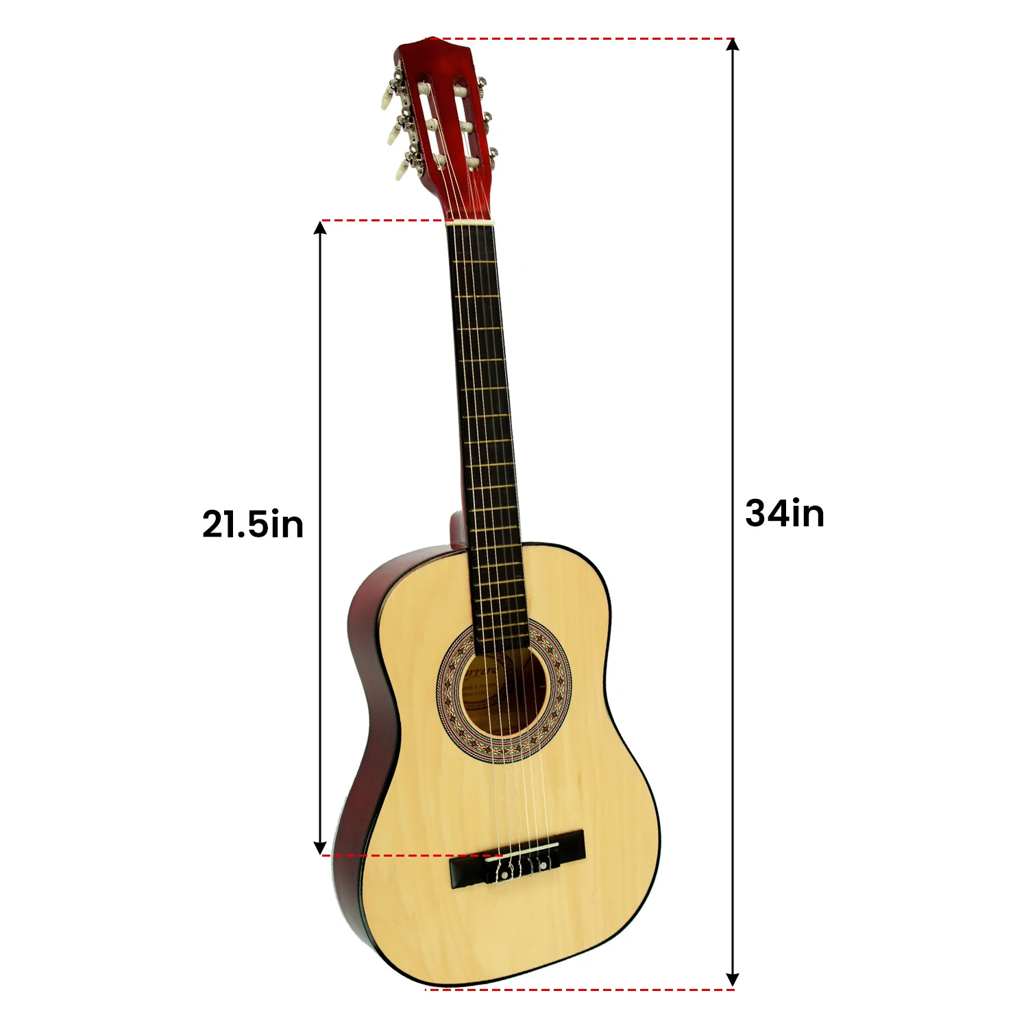 Karrera 34in Acoustic Childrens Wooden Guitar (Natural) - Image 3