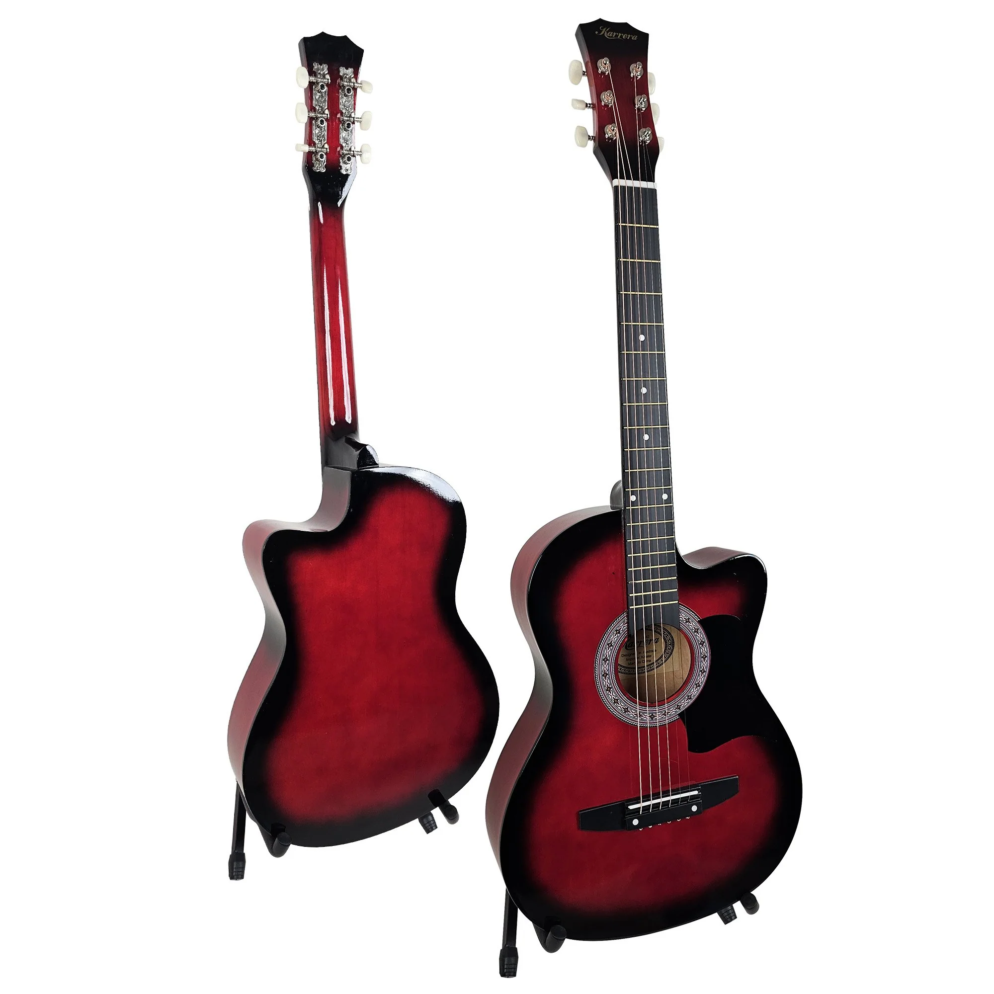 Karrera 38" Pro Cutaway Acoustic Guitar with Carry Bag (Red Burst) - Image 2
