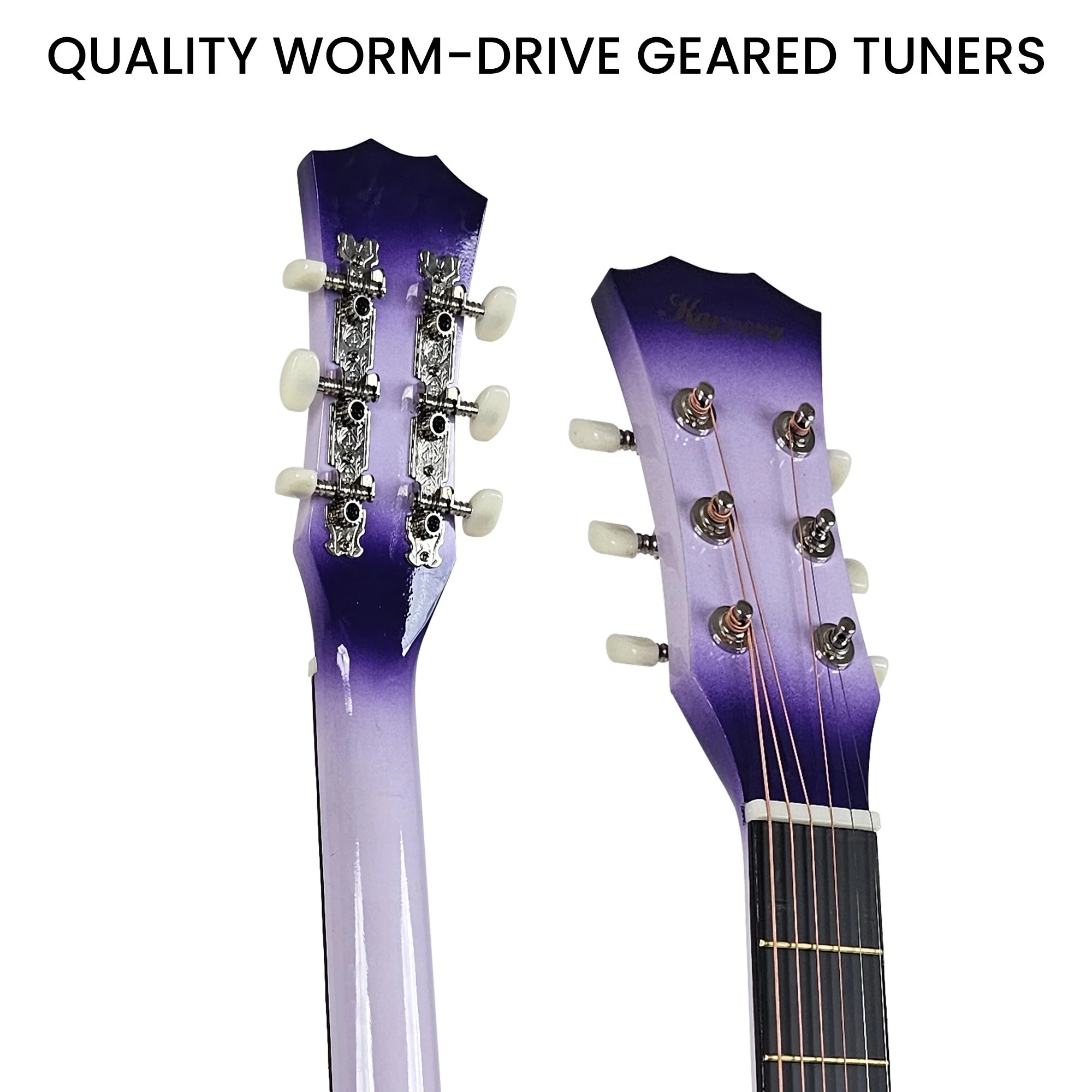 Karrera 38in Cutaway Acoustic Guitar with Carry Bag (Purple Burst) - Image 8