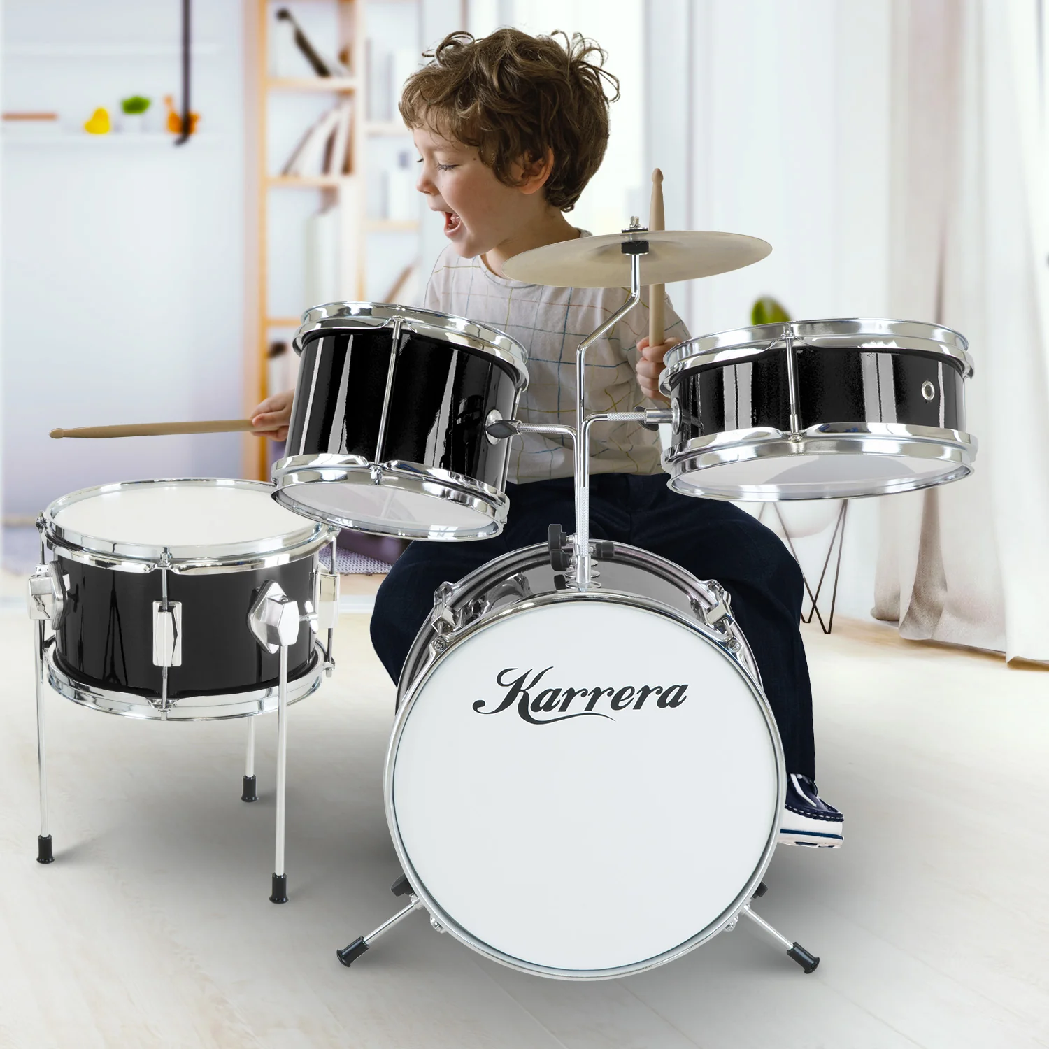 Karrera Childrens 4-Piece Drum Kit (Black) - Image 9