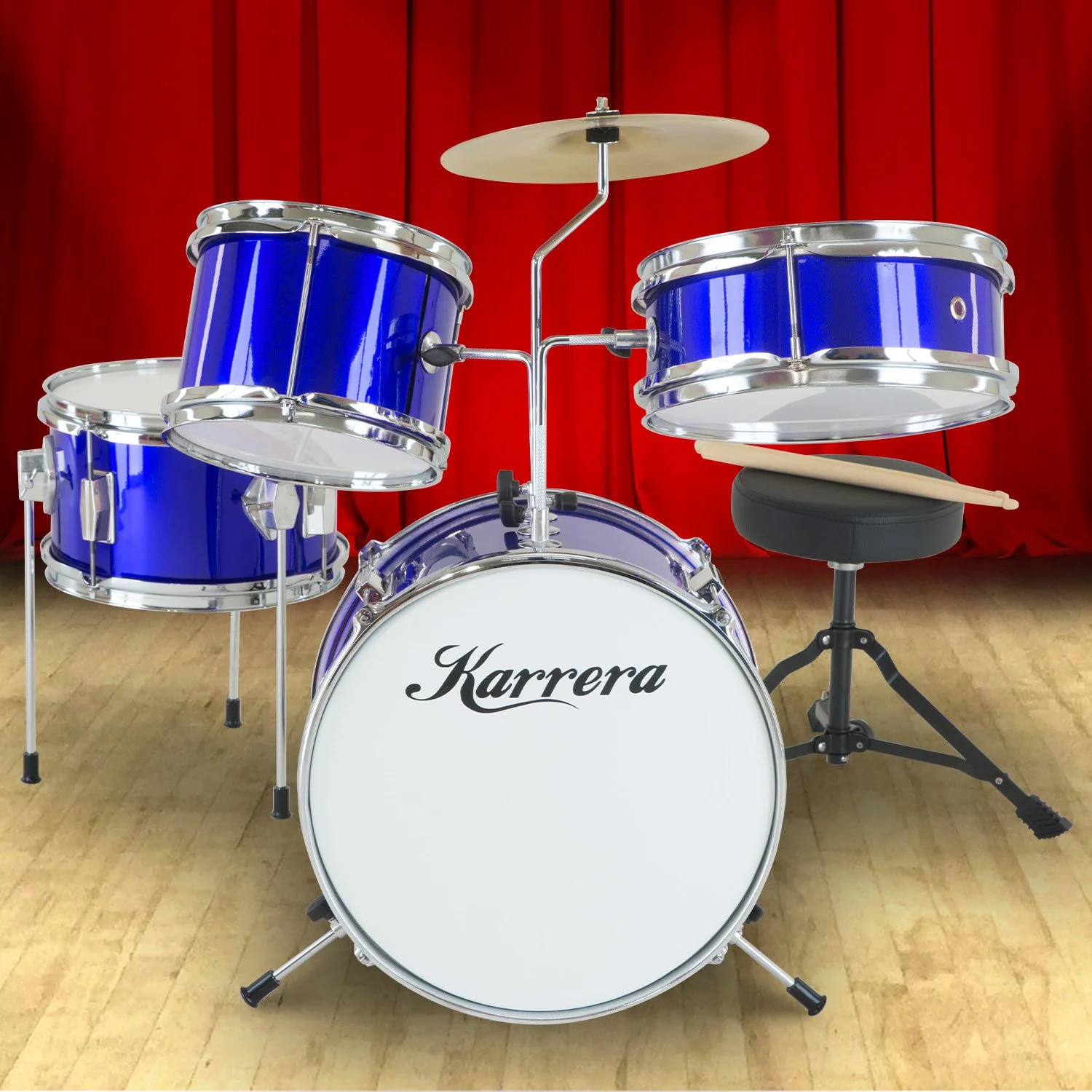 Karrera Childrens 4-Piece Drum Kit (Blue) - Image 10