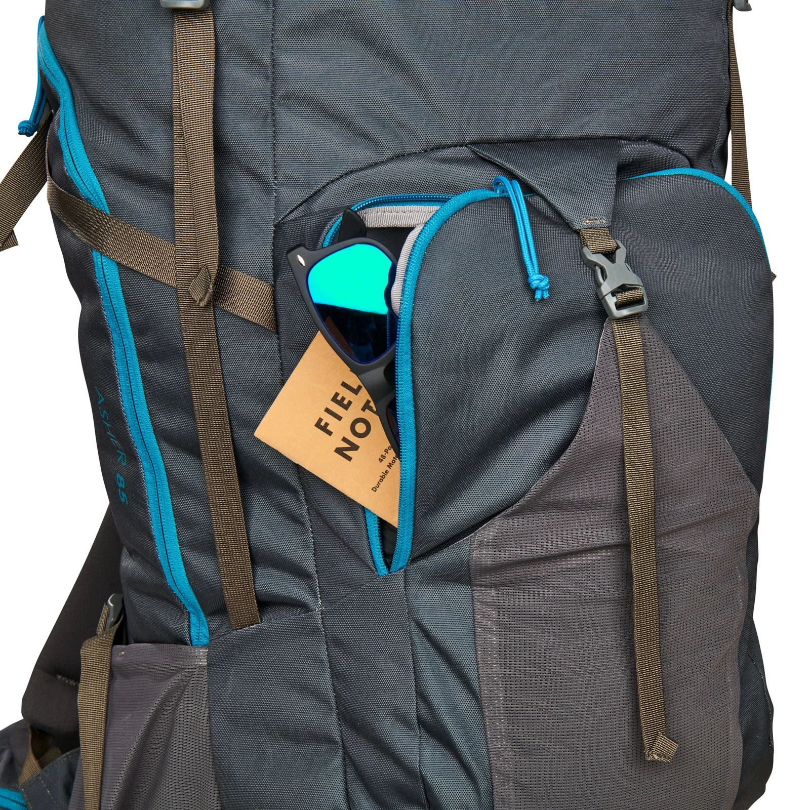 KELTY Asher 85L Backpack Bag Travel Hiking Camping Pack - Beluga/Stormy Blue - Image 6
