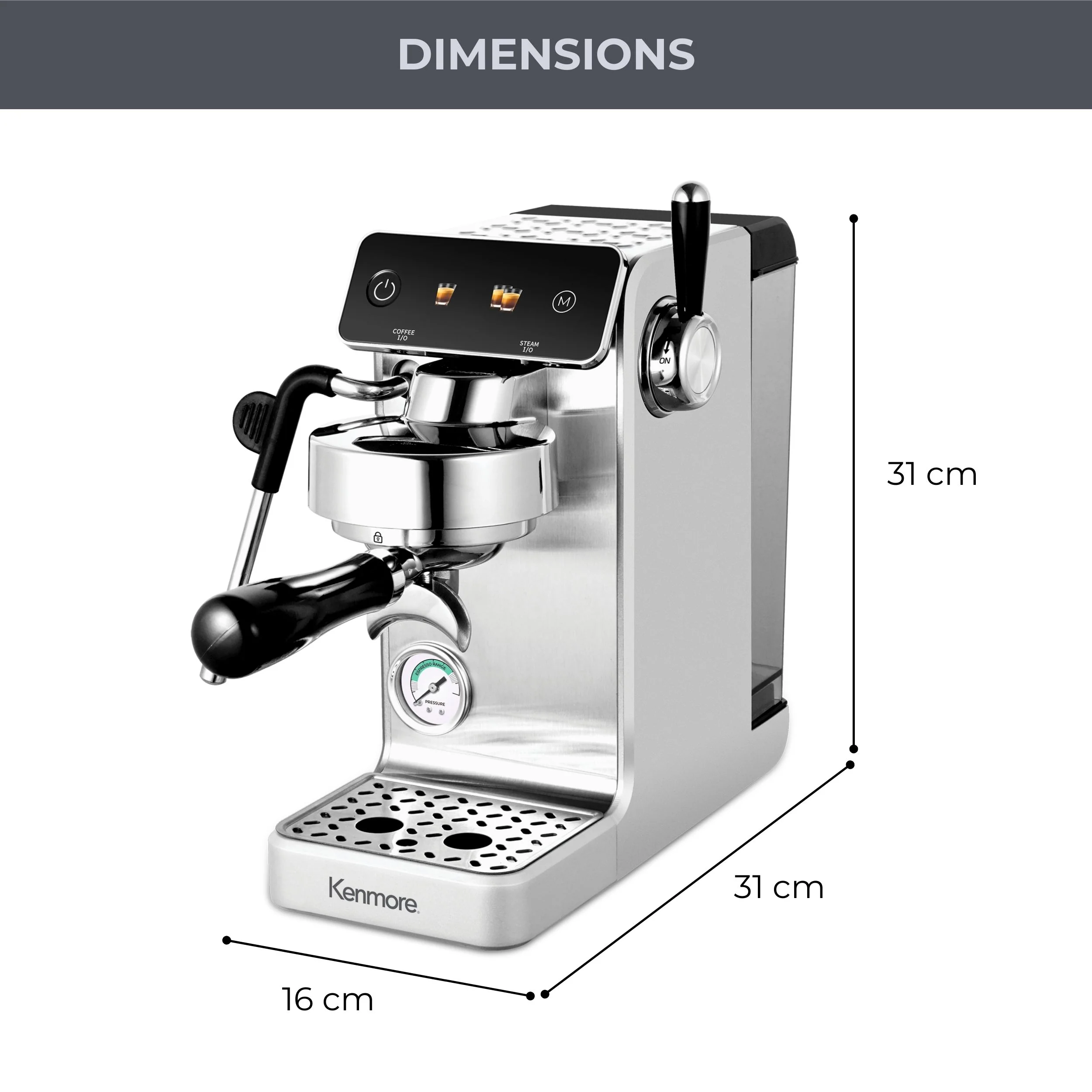 Kenmore Dualis Espresso Machine 1.2L Tank (Stainless) - Image 6
