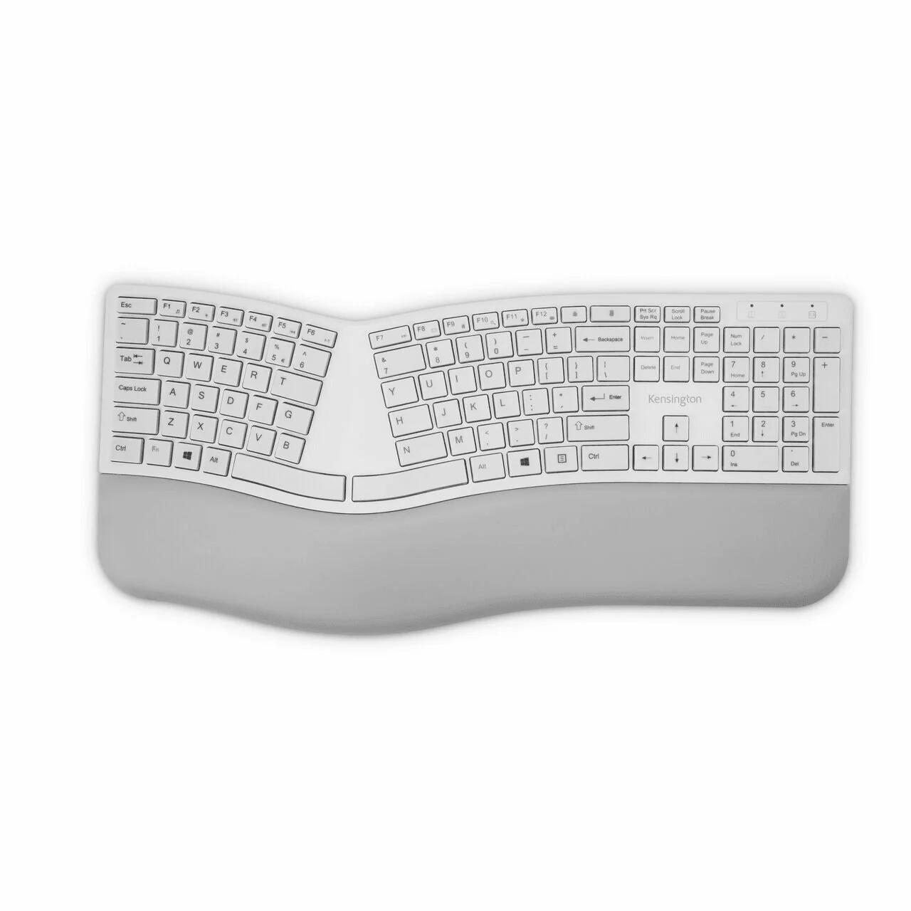 Kensington Dual Comfort Keyboard Split Keys Ergonomic Bluetooth|USB Wrist Rest Grey White - Image 2