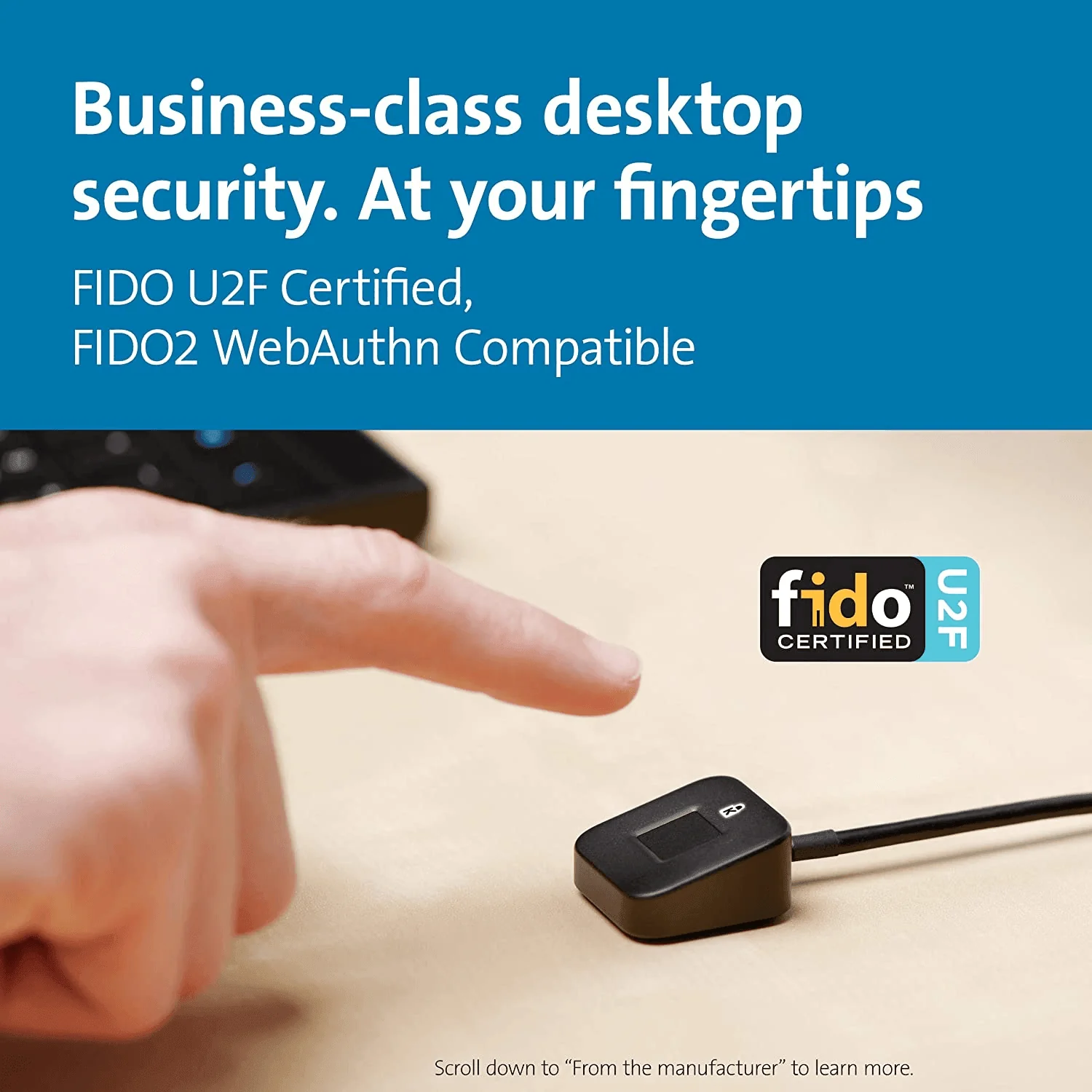 Kensington Verimark Desktop Fingerprint Key 2nd Factor Authentication Key U2F - Image 2