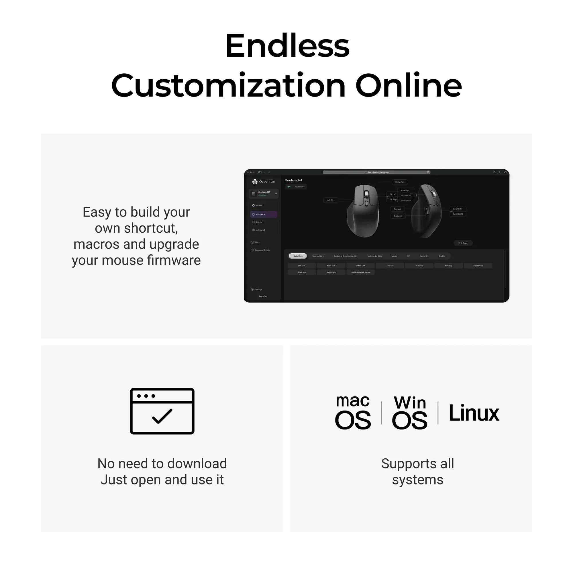 Keychron M6 PixArt 3311 1K Polling Rate Wireless Mouse - Black (Silent Micro Switch) - Image 7