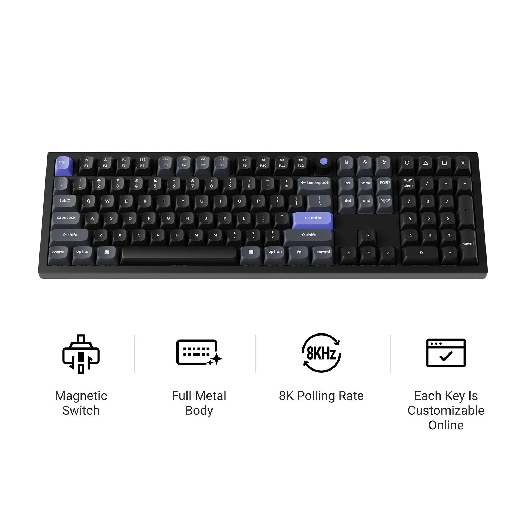 Keychron Q6 HE 8K TMR Aluminium Wired Magnetic Gaming Keyboard (White) - Image 4