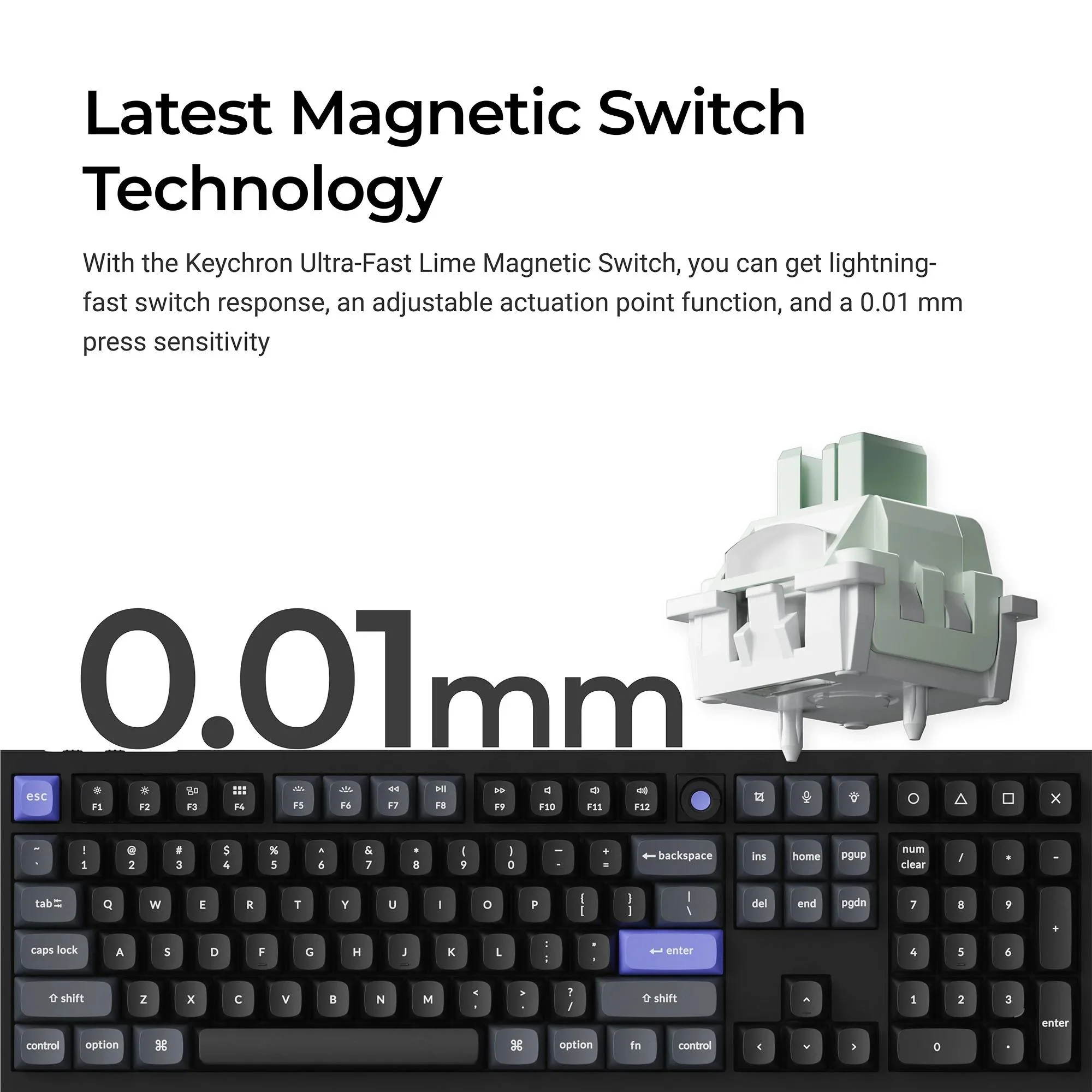Keychron Q6 HE 8K TMR Aluminium Wired Magnetic Gaming Keyboard (White) - Image 5