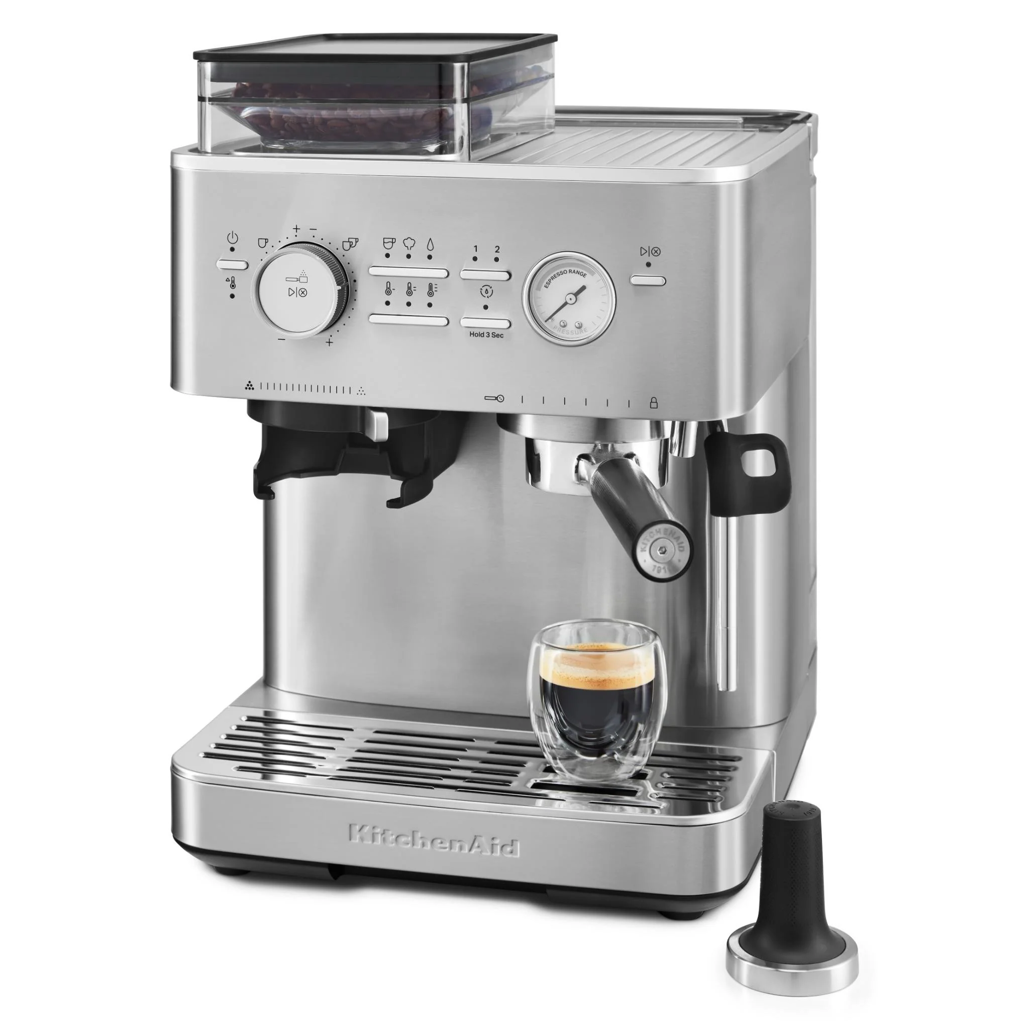 KitchenAid KES6551 Semi Automatic Espresso Machine with Burr Grinder (Steel) - Image 2