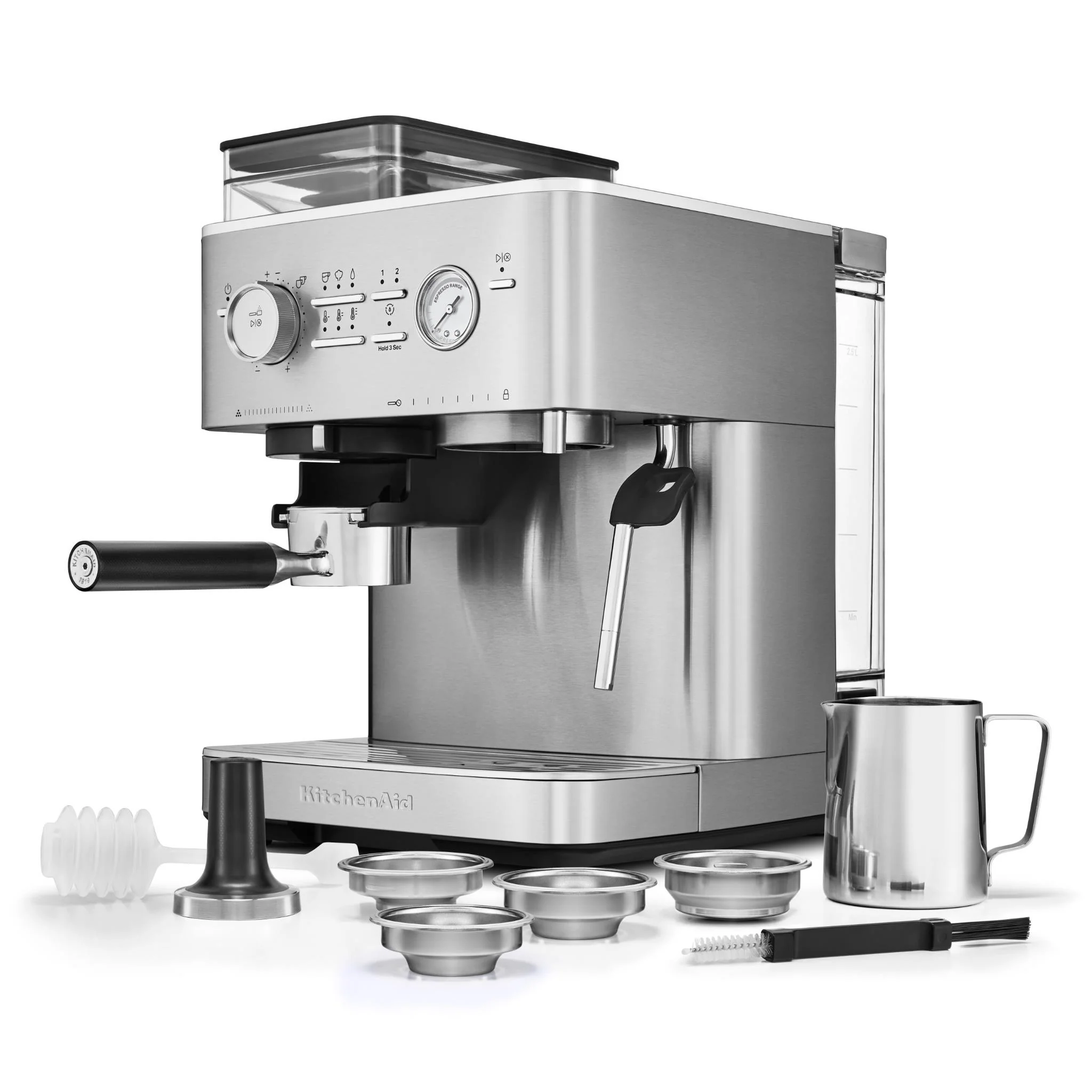 KitchenAid KES6551 Semi Automatic Espresso Machine with Burr Grinder (Steel) - Image 3