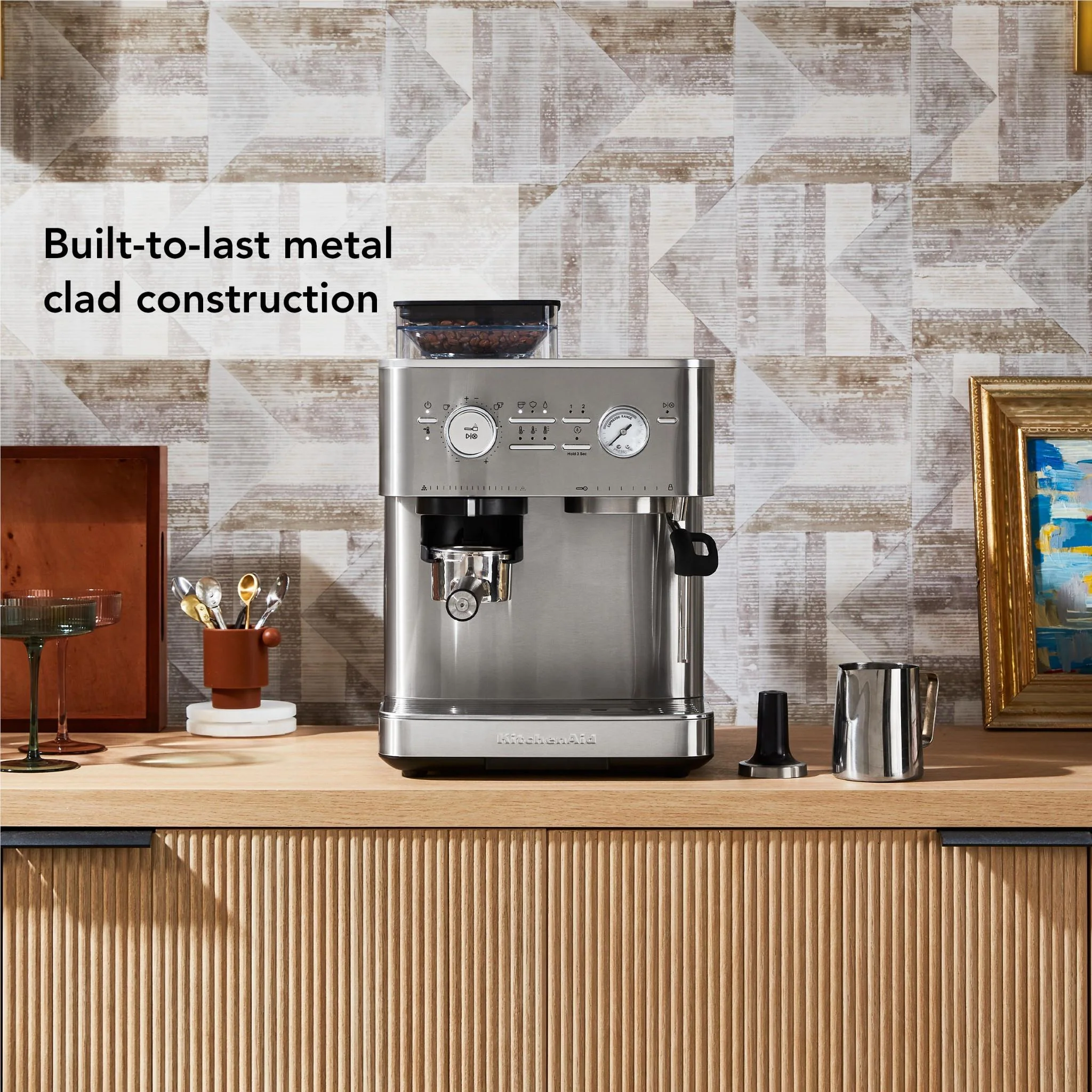 KitchenAid KES6551 Semi Automatic Espresso Machine with Burr Grinder (Steel) - Image 6
