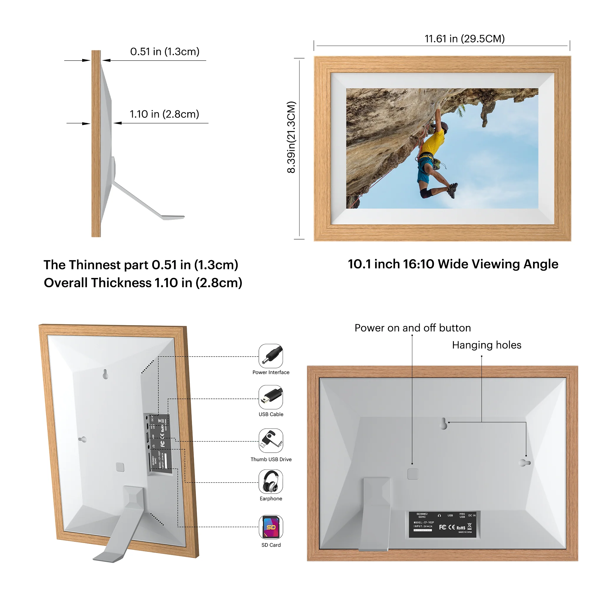 Kodak RCF-1012W 10,1" Classic Wooden Digital Photo Frame (Burlywood) - Image 8
