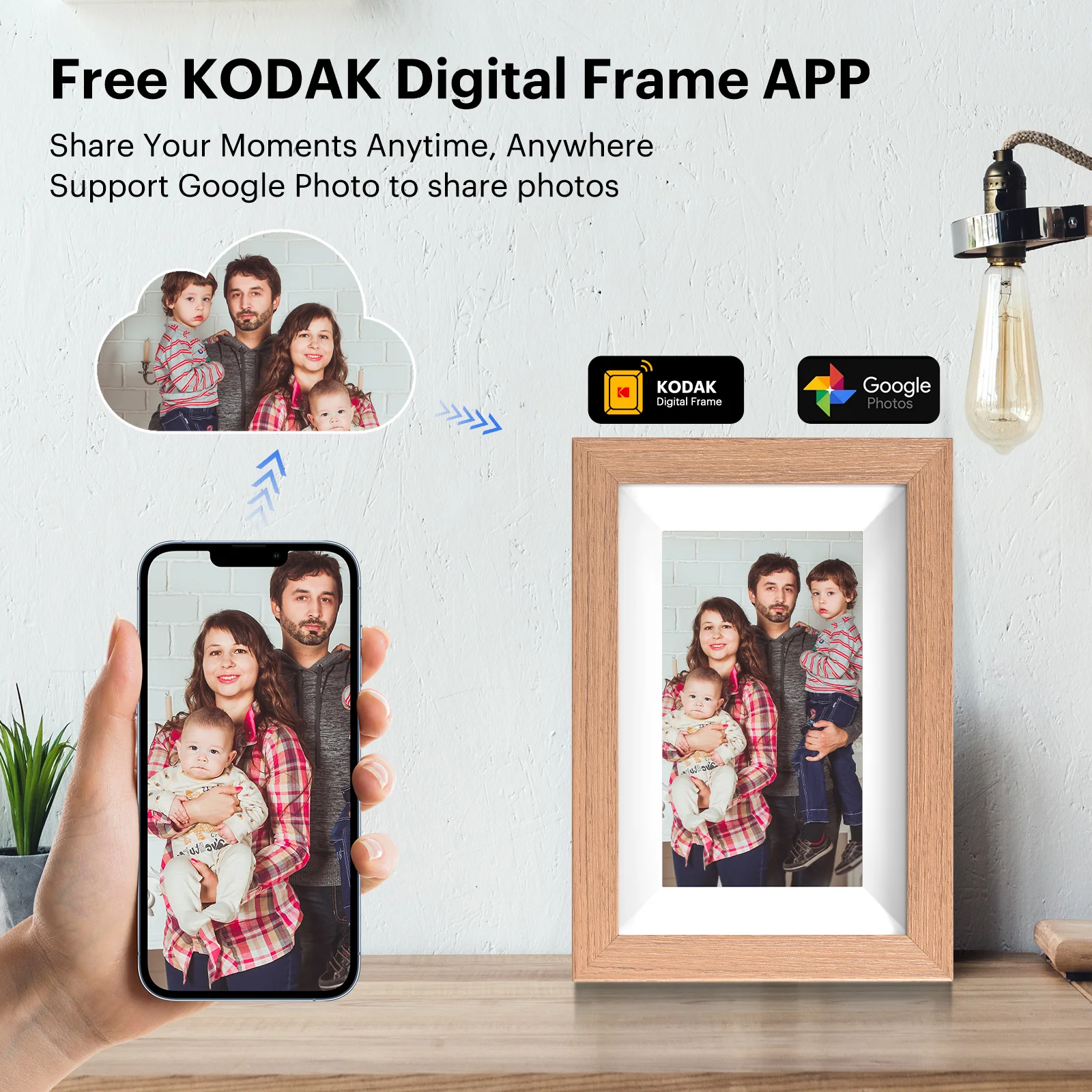 KODAK RCF-702W 7" Digital Photo Frame 32GB Wi-Fi (Natural Wood) - Image 6