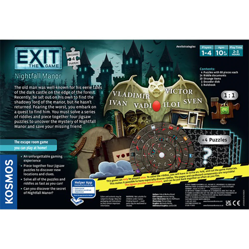 Kosmos Exit the Game Nightfall Manor PUZZLE Jigsaw Puzzle and Game Game - Image 3