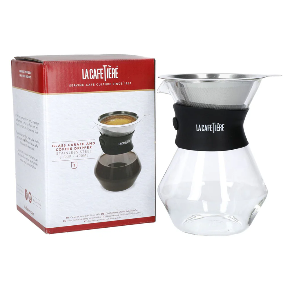 La Cafetiere 15cm/400ml 3-Cup Glass Coffee Dripper & Carafe Set - Image 3