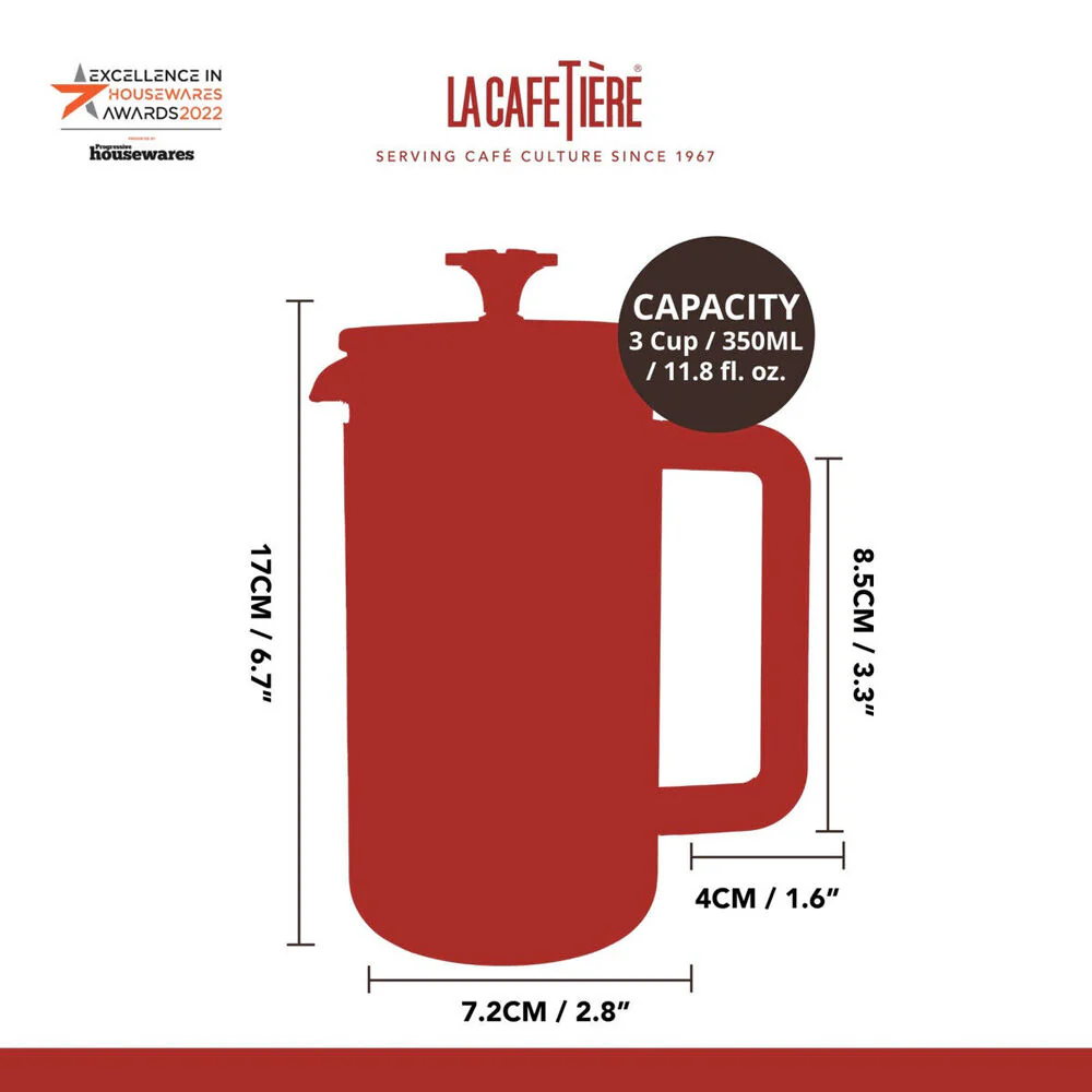 La Cafetiere Pisa 3-Cup 350ml Stainless Steel Glass French Press (Copper) - Image 7