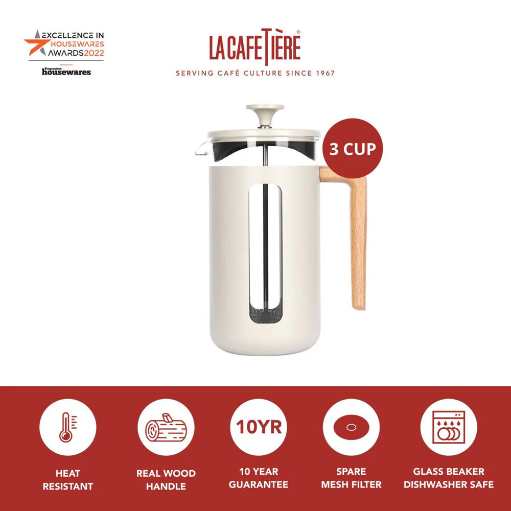 La Cafetiere Pisa 3-Cup 350ml Stainless Steel/Glass French Press (Latte) - Image 6