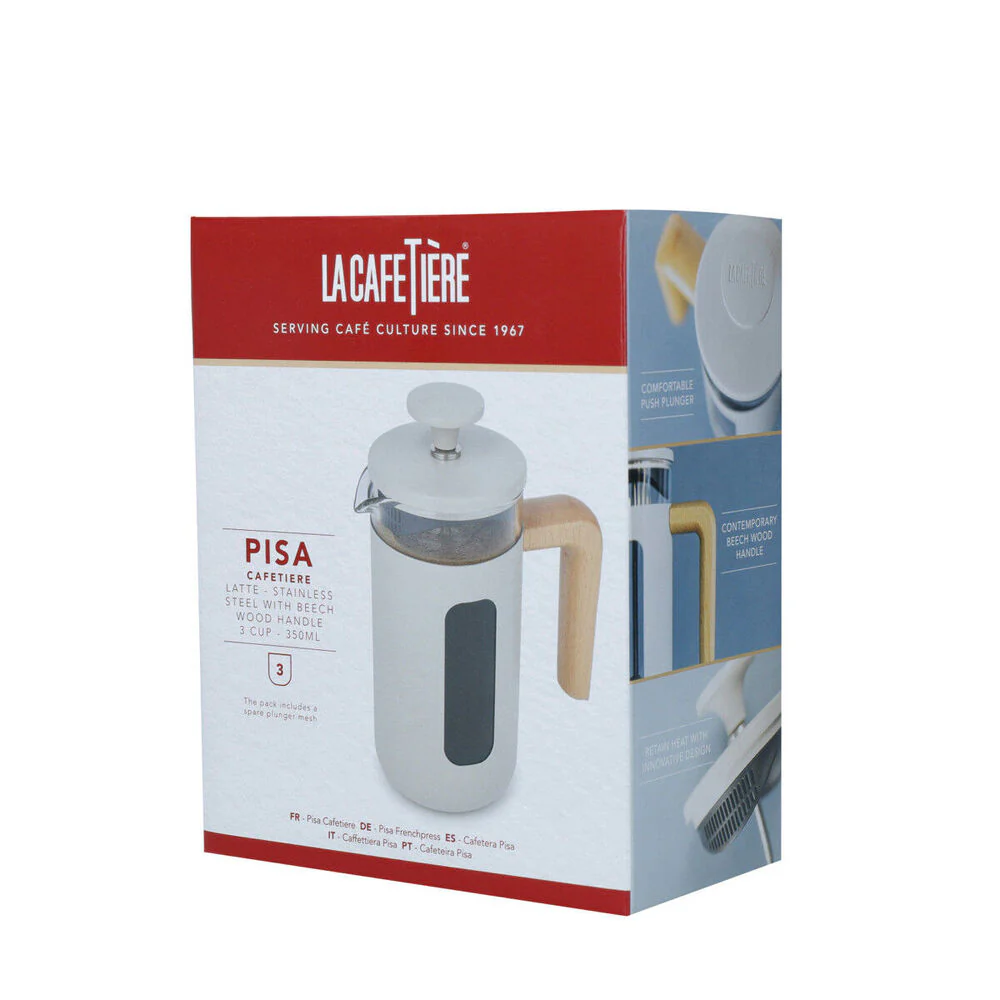 La Cafetiere Pisa 3-Cup 350ml Stainless Steel/Glass French Press (Latte) - Image 8
