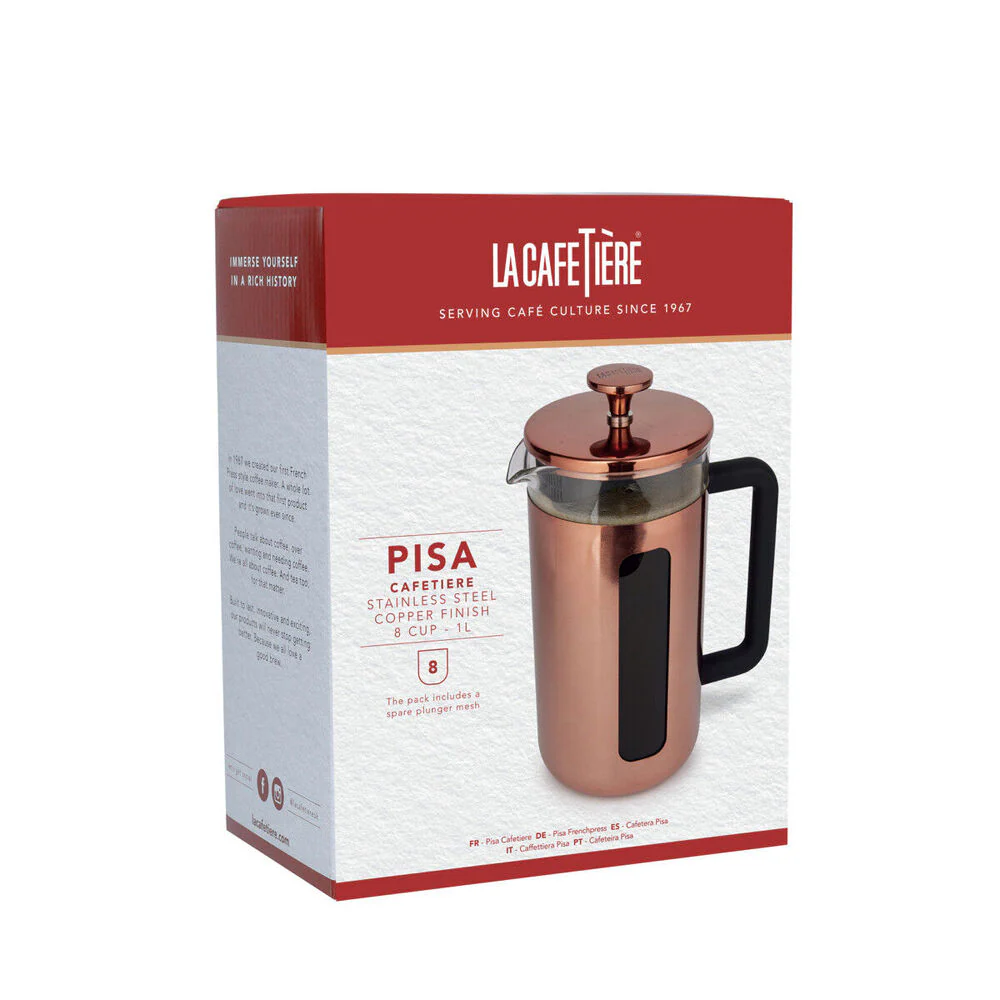 La Cafetiere Pisa 8-Cup 1L Stainless Steel/Glass Coffee French Press (Copper) - Image 9