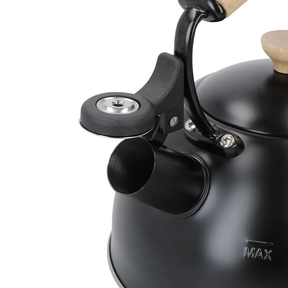 La Cafetiere Stovetop Whistling Tea Kettle w/ Beechwood Handle 1.6L Black - Image 4